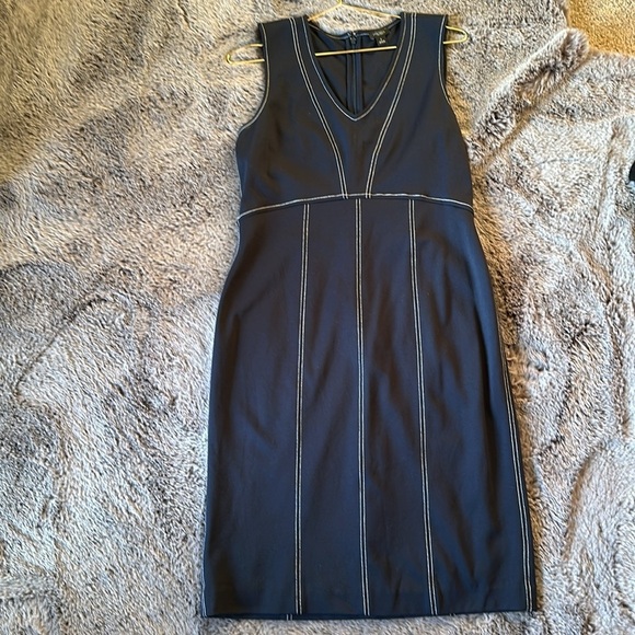 Ann Taylor Factory Dresses & Skirts - Ann Taylor Factory Navy white thread stretchy sleeveless zip-back size 8